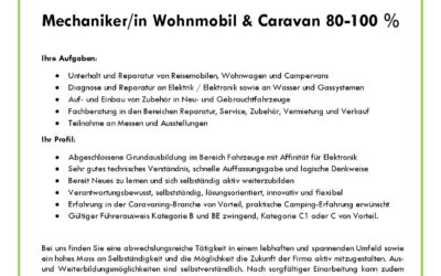 Stelleninserat Mechaniker Wohnmobil & Caravan