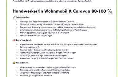 Stelleninserat Handwerker/in Wohnmobil & Caravan